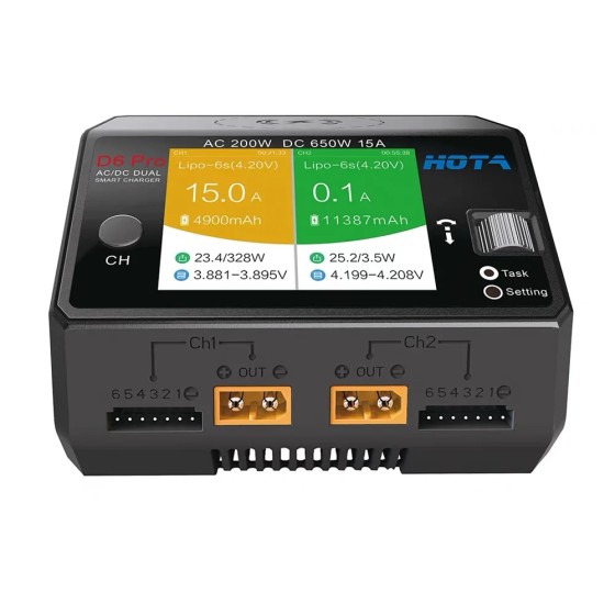 Hot Sales HOTA D6Pro Intelligent Balance Charger Aeromodelling Car Boat Model Drone Li-Po Battery 650W 15A